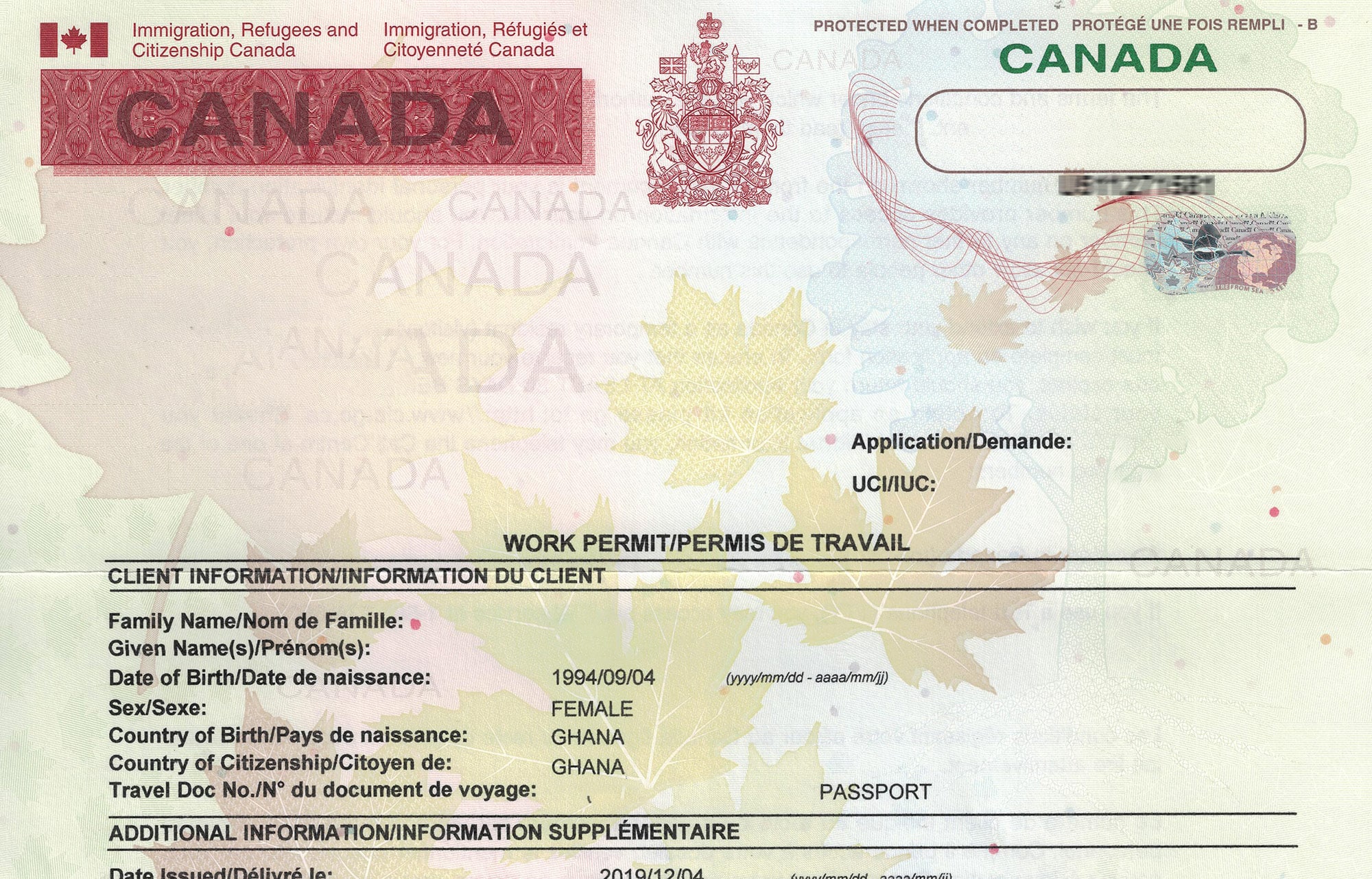 Work permit Canada