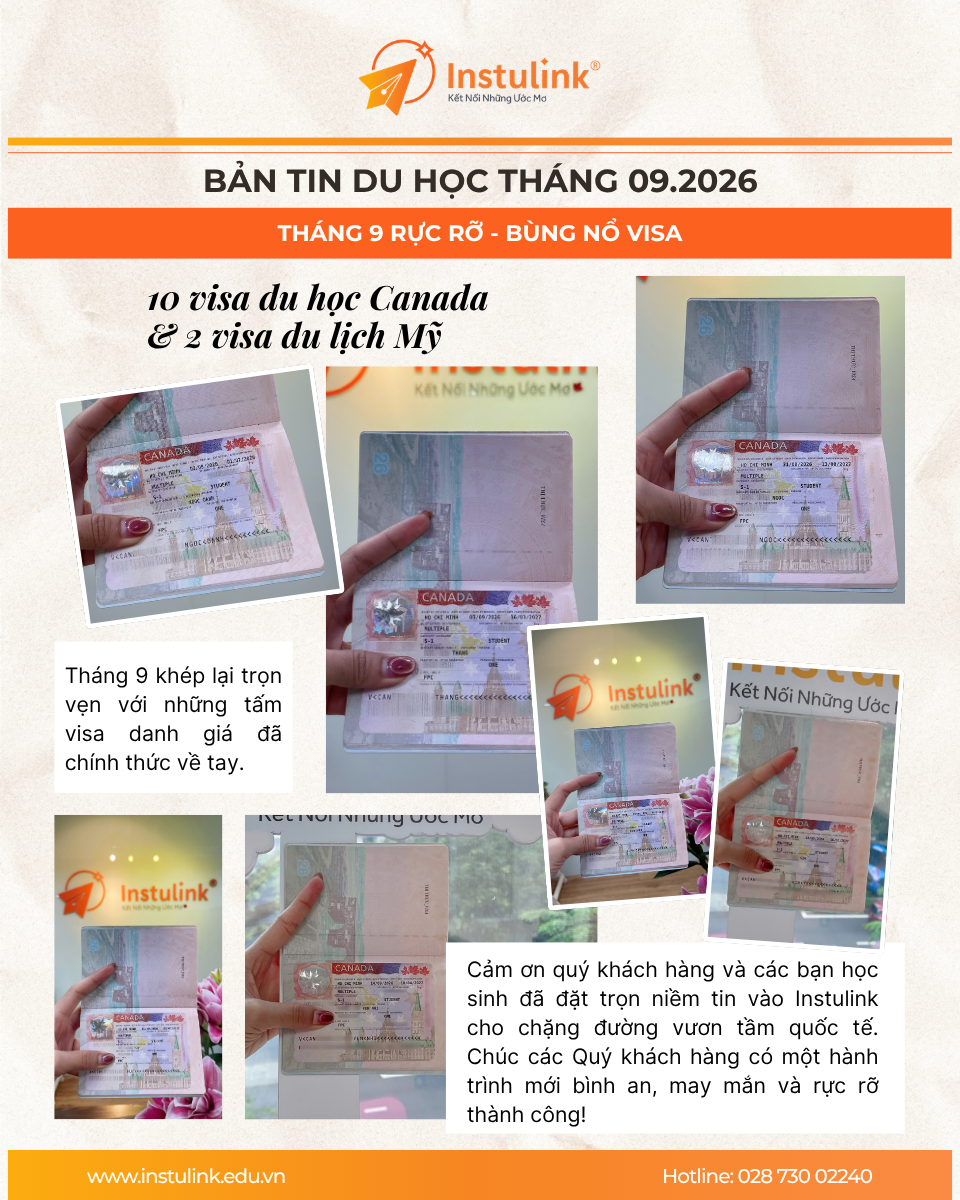 Bản tin du học tháng 09/2026: Bùng nổ visa và cập nhật xu hướng quốc tế cùng Instulink
