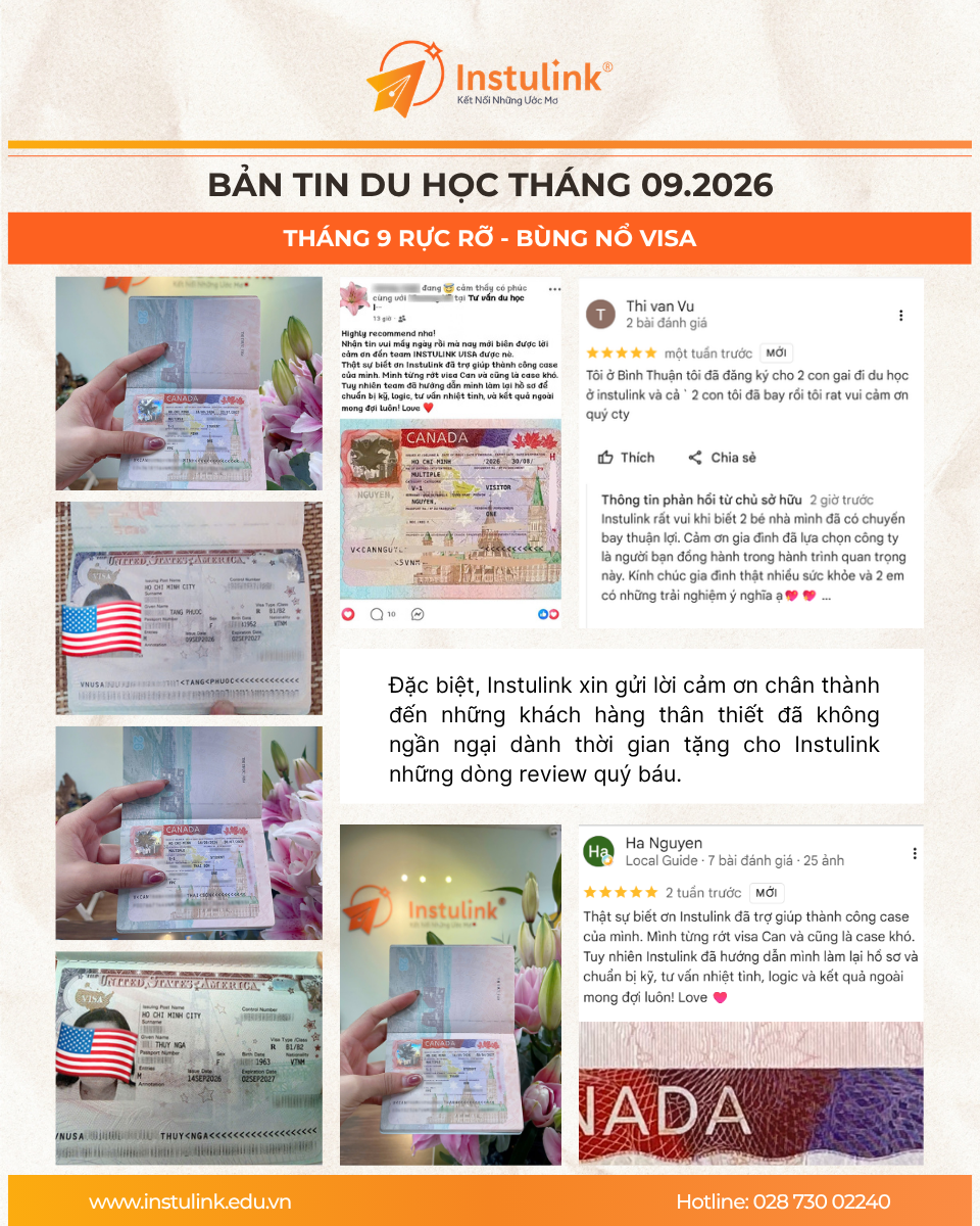 Bản tin du học tháng 09/2026: Bùng nổ visa và cập nhật xu hướng quốc tế cùng Instulink