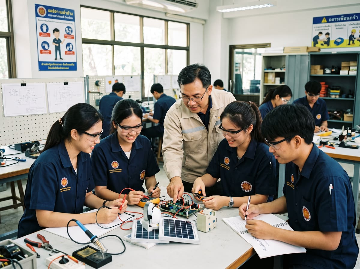 Sinh viên thực hành trong phòng học nghề tại một College ở Canada